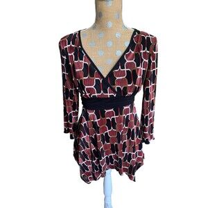 VtG GNW Y2K Babydoll Top Dark 90s Fairy Whimsigoth Asymmetric Tie Back L